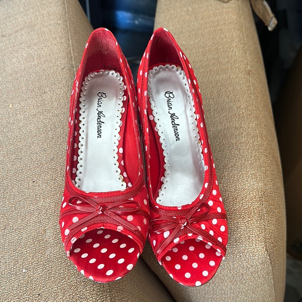 Brian Anderson Red & White Polka Dot shoes size 7